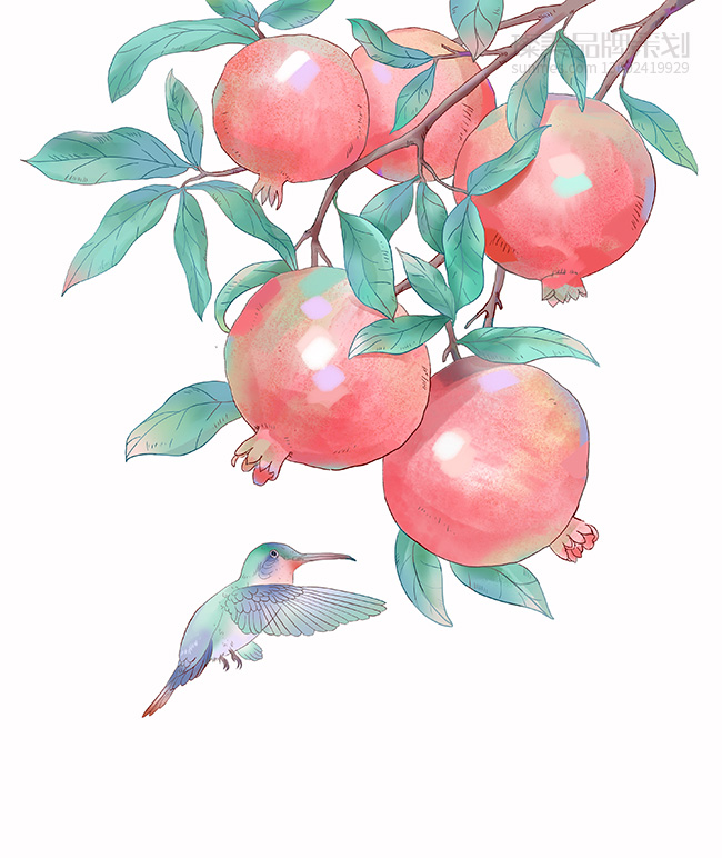 優(yōu)粹護(hù)膚植物國潮風(fēng)手繪上色圖